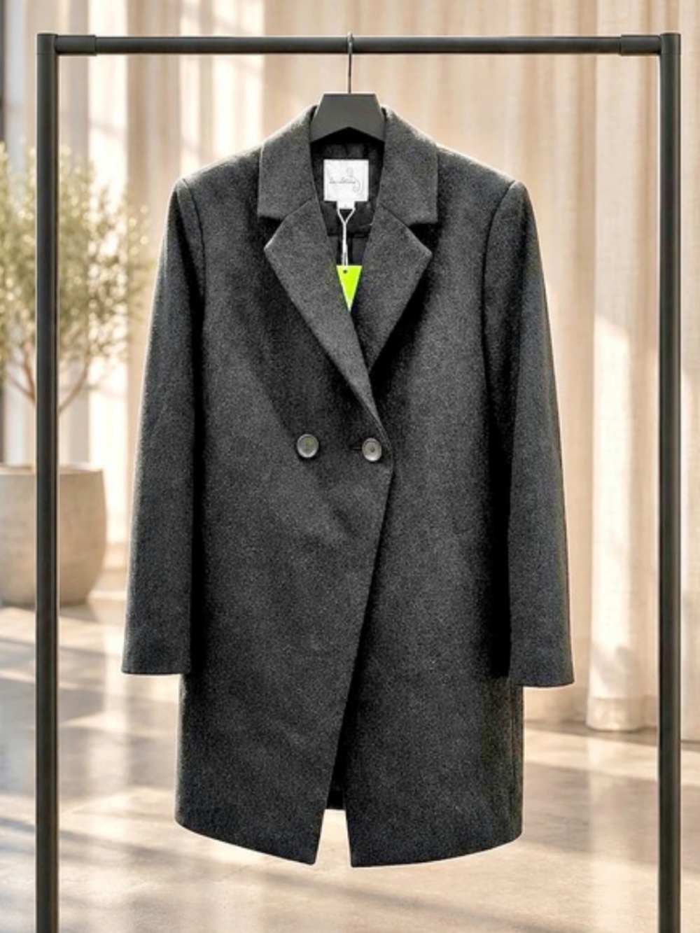 Sam Edelman DB Cutaway Twill Coat Black Size Medium